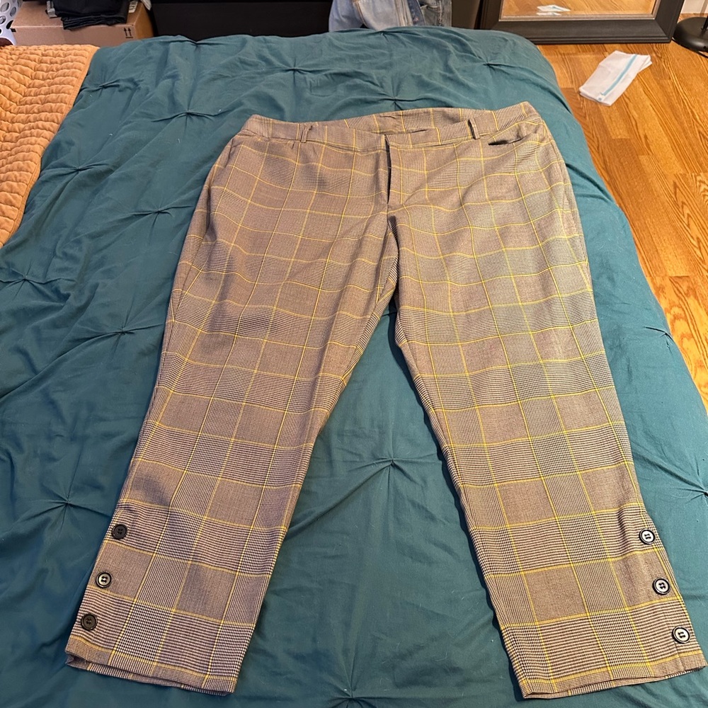 Button Ankle Plaid Eloquii Dress Pants